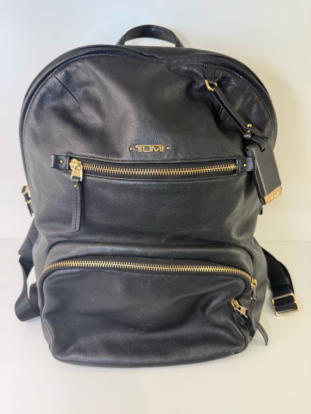 Tumi Black Leather Backpack